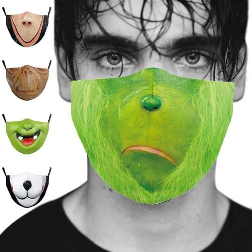 Anime Green Fur Monster Monkey Mouth Fashion Cospaly Halloween Masks Womens Unisex Face-Protection Breathable Adult Party Mask