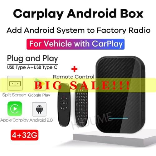 For Apple CarPlay Android AI Box 4+32G Wireless MirrorLink Multimedia Box for Audi A3 A4 A4 A6 A7 A8 Q5 Q7 Q8 RS R8 TT 2017-2020