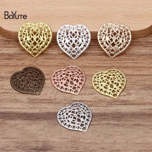 BoYuTe (100 Pieces/Lot) 21*22MM Heart Metal Brass Filigree Findings Diy Hand Made Jewelry Materials Wholesale