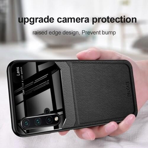 Case For Huawei Nova 5 Silicone Shockproof Bumper PU Leather Mirror Plexiglass Back Cover For Huawei Nova 5i Pro Phone Cases