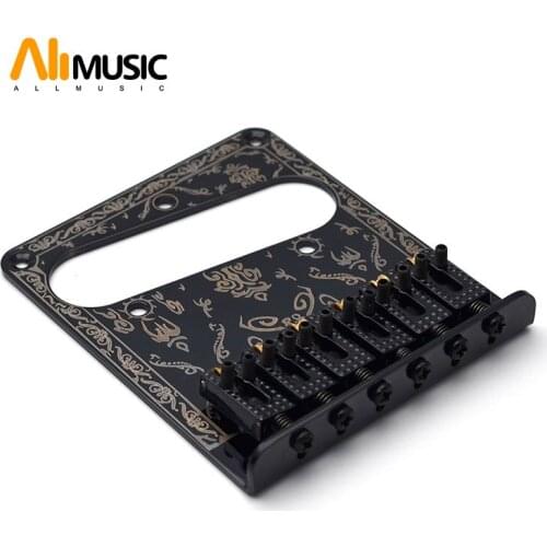 Black 6 Saddle Guitar Pickup Bridge With 6 Vintage String Guides for TL Electric Guitar Parts