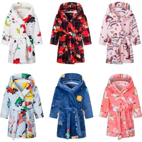 Kids Robe Cartoon Hoodies Girl Boys Sleepwear Good Quality Bath Towels Baby Soft Bathrobe Pajamas Childrens Clothing 1-8Y
