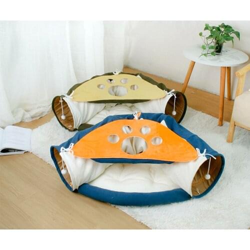 Home Removable Folding Cat Bed Tunnel Interactive Toys for Cats Sleeping Mats Cushion Pet Products Puppy Supplies