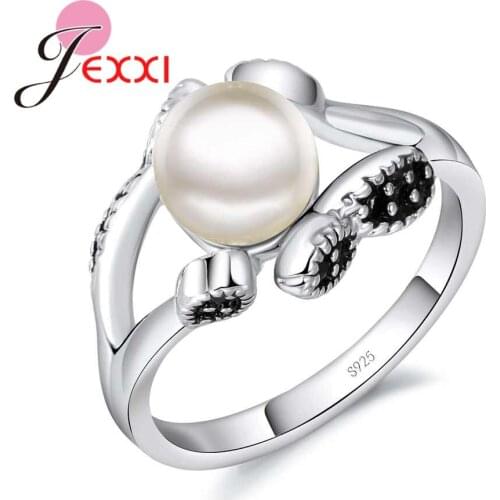 Brand Design Fashion 925 Sterling Silver Simulated Pearl Rings For Women Christmas Gifts Bands Style Birthday Party Gift