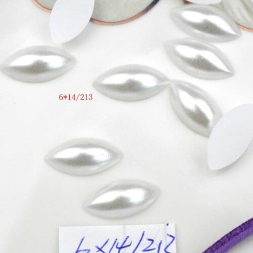 FLTMRH 50pcs 6mm*14mm half Horse Eye Shape Flatback Half Pearl Bead Loose DIY ABS Plastic Imitation