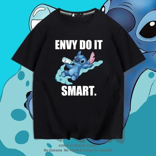 Disney Cartoon T-Stitch Shirts for Women Print Round Neck Short-sleeved Women Fashion Clothing Graphic T-Shirts Harajuku Kawaii