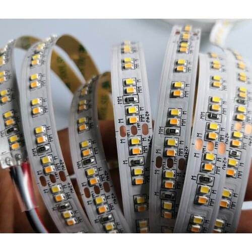 5M CCT Dual White DC24V CRI>90 10MM PCB 240Leds/m 19.2W 2216 SMD Fexible LED Strip 7-10LM WW+W 2216 Dimming High Lumen Tape
