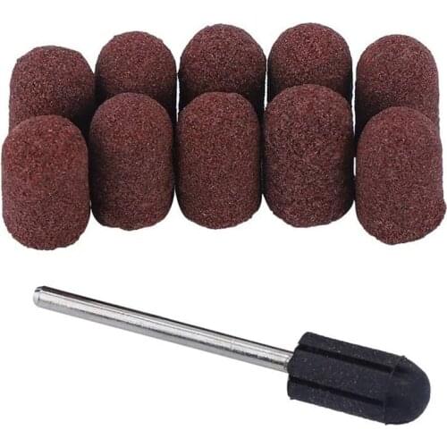 GTBL 10Pcs Nail Drill Bit Block Sanding Cap Nail Dedicated Head Grinding Sanding Cap Polisher Sand Manicure Pedicure Tool