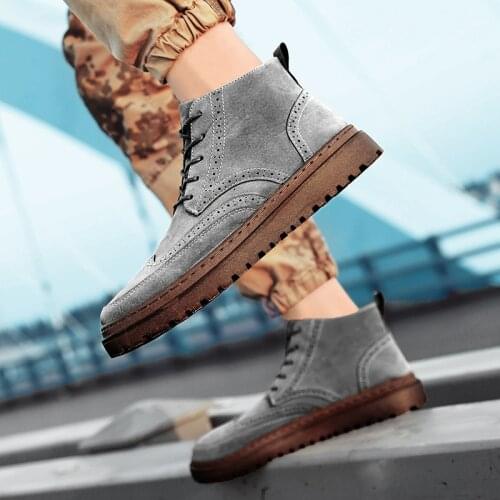 Hommes chaussures Fashion Ankle boots suede Leather Boots High-Top Retro Black Brown Boots outdoor snow Boots Male Shoes men