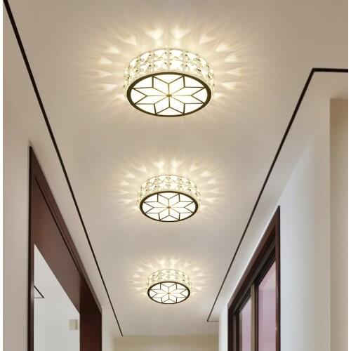Crystal Entrance Kitchen Modern Led Ceiling Lamps Circular Panel Light for Foyer Hallways Staircase Balcony Decoration Salon