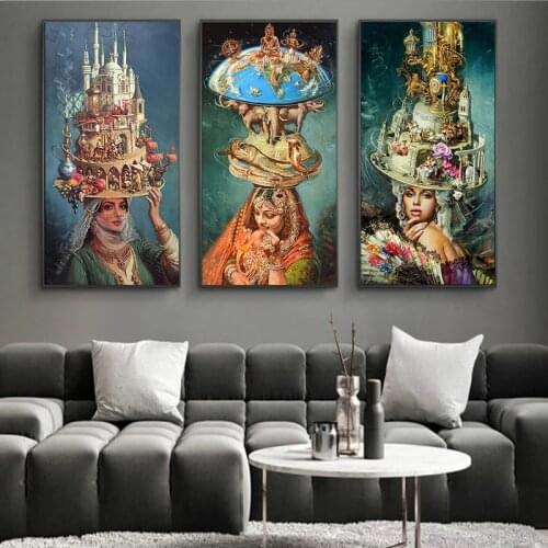 Persian Princess Castle Canvas Painting Print Wall Decor Vintage Poster Classical artist Abstract Art Home Decor for Aisle Room