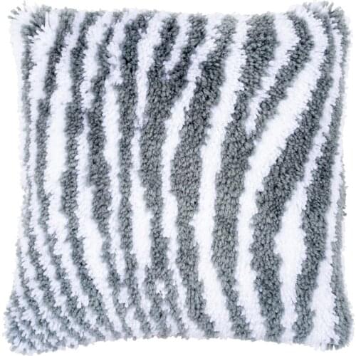 Latch Hook Pillowcase Kits Cushions Embroidery Button Package Hobby and Needlework with Printed Stripe For Adults