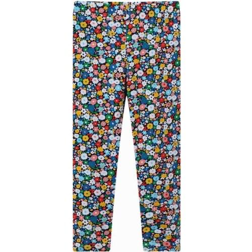 Jumping Meters Girl Pant Soft Breathable Elastic Cotton Leggings Colorful floral Flowers Pattern Skinny Pants Children Trousers
