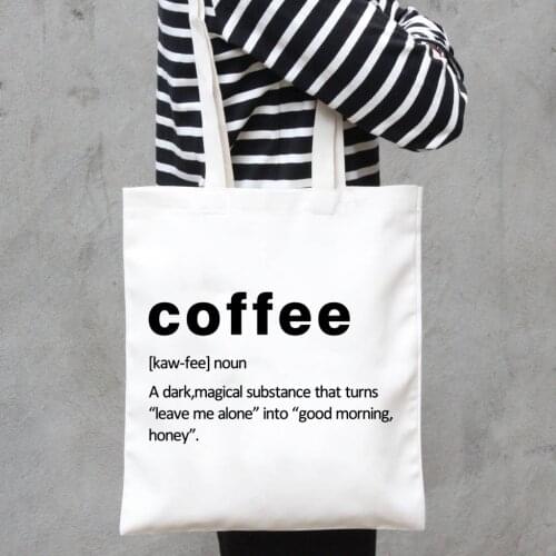Coffee Definition Fashion Canvas Shopping Bag Womens Tote Bag Korea Original Cute Girl School Students Shoulder Bags Travel Bag