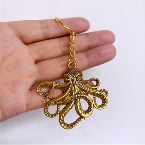 New Vintage Fashion Men Keychain DIY Metal Holder Chain Vintage Octopus Silver Color Pendant Gift Man Car Key Ring Accessories
