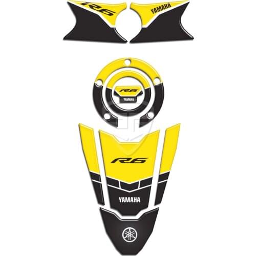 Motorcycle Gas Fuel Oil Tank Pad Plate Fork Protector decoration Sticker Yellow Black for Yamaha YZF R6 YZF600 2017 - 2020
