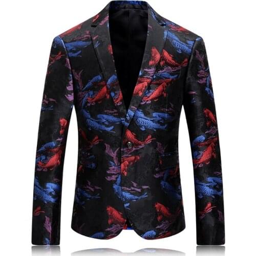 Mens Printed Blazer Stage Clothes For Singers Flower Blazer Mens Blazer Pattern Mens Bar Nightclub Fashion Plus Size 3xl Wedding