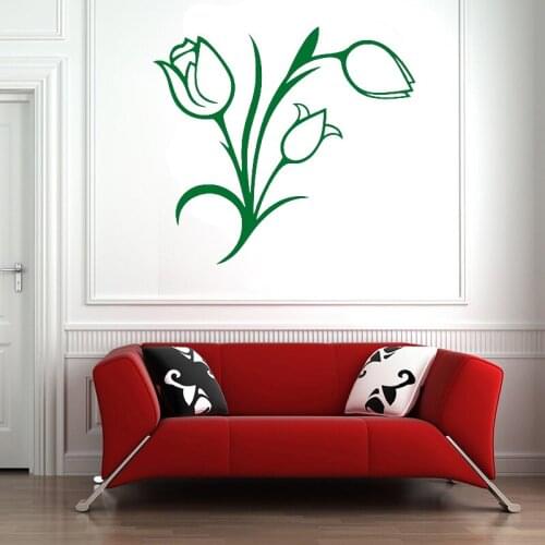 Tulip Wall sticker Lilies Rose Tulips Plants waterproof Vinyl decor glass Wall Decor for flower shop bedroom living room G313