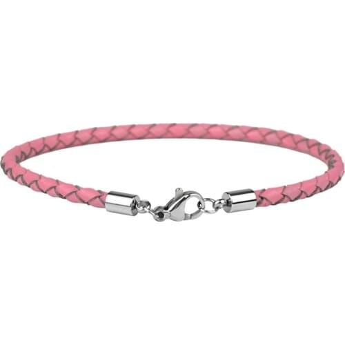 Kirykle Delicate stainless steel leather bracelet 4 Colours Leather Chain Charm Bracelets with DIY Fine Bracelet for Women Gift