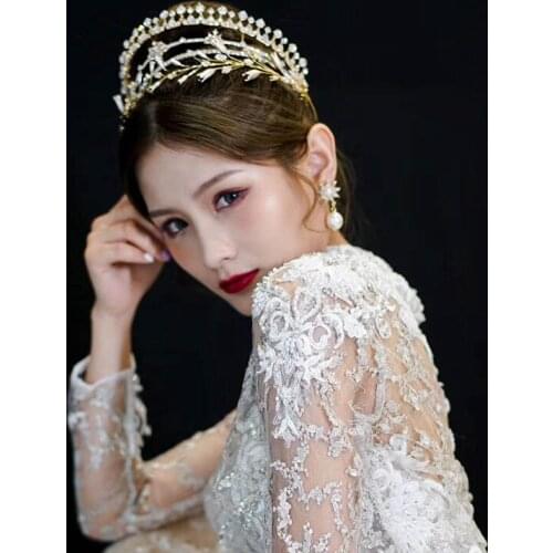 NiuShuya Luxury Golden Bridal Crown Tiara Princess Headband Three-wear Wedding accessories Party Birthday Hair Accessories