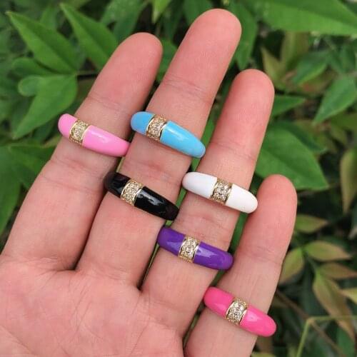 New Colorful Enamel Lovely Stacking Rings for Women Minimalist Gold Rings for Best Friend Engagement Band Ring Girl Jewelry Gift