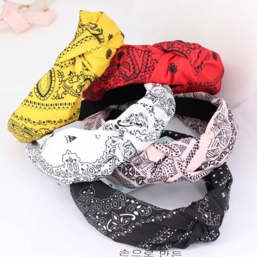 Haimeikang Women Fashion Satin Hair Headband Hair Hoop Retro Ethnic Print Elastic Hair Band for Girls Head Band Hair Accessories