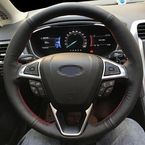 DIY Black Faux Leather Car Steering Wheel Braid Cover For Ford Mondeo Ford Focus 3 2015-2018 Steering braid