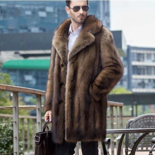 Autumn faux mink leather jacket mens winter warm Single-breasted fur leather coat men slim jackets jaqueta de couro fashion