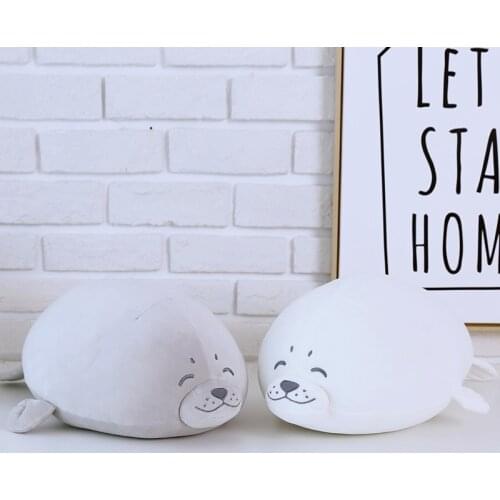 35-75cm 2 Colors Grey Sea Lion Plush Toy Doll Animal Sleeping Cushion Pillow Girl Gift Cute Soft White Seal Cushion Seal dolls
