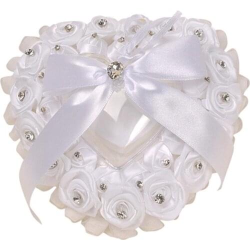 Romantic Heart Shape Wedding Ring Pillow Cushion Creative Bridal Jewelry Case Valentine Day Wedding Party Decoration Gift