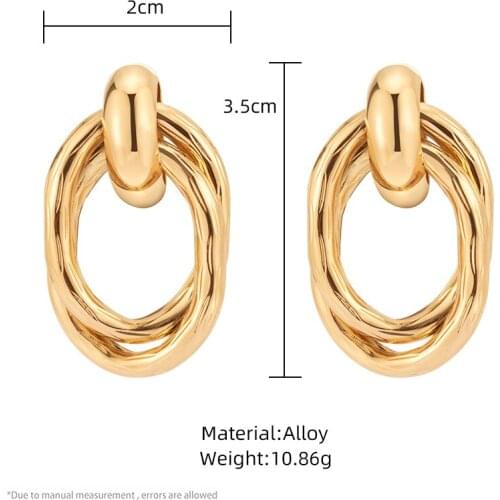 2021Earring For Women Fashion Geometric Oval Pendant Color Chain Drop Earring Trend Metal Ring Ear Tassel Earrings Jewelry Gift