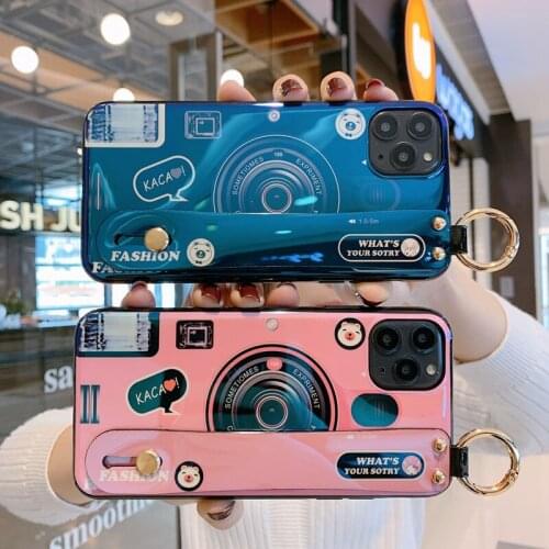 Fashion Fold Holder Silicone Case For Samsung S20 Plus S20 Ultra S20 FE M01 M11 M21 M31 M51 M30s A11 A21 A31 Retro Camera Case