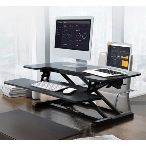 34.6" Height Adjustable Standing Desk Sit to Stand Gas Spring Riser Converter Laptop Desk Tabletop Workstation fits Dual Monitor