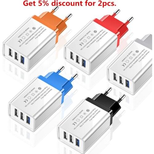 3 Ports USB Charger Travel Adapters 5V 3.1A Wall Portable Charger EU Plug Mobile Phone Charger for iPhone Samsung Xiaomi Tablet