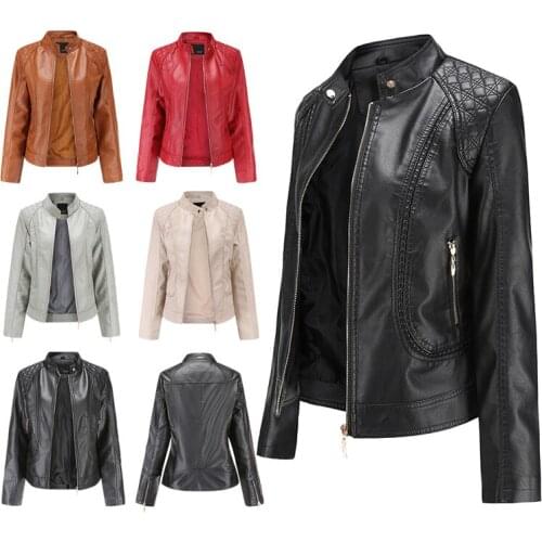 Womens PU Faux Leather Jacket Leather Jacket Black Biker Racer Motorbike