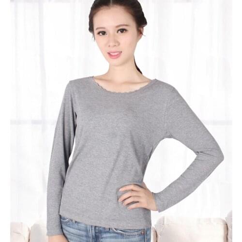 Female warm long sleeved lace shirt bottoming long johns spring autumn new loose thin black coat thread thermal underwear women