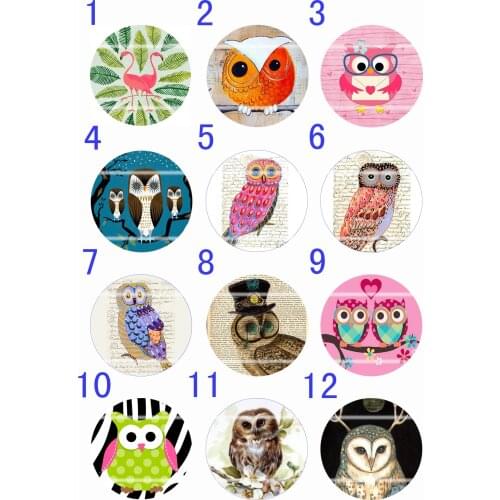 Handmade Colorful picture Round Glass Cabochons Refrigerator magnet for Necklace Decoration and Phone Chain Accessaries299