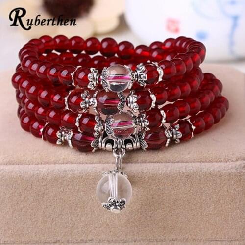 Ruberthen Women`s 6 mm Carnelian Bracelet High Quality Natural Stone 108 Mala Yoga Bracelet Fashion Women`s Yoga Mala Jewelry