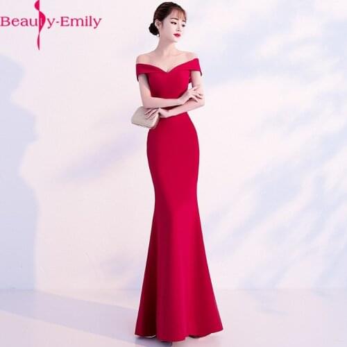 2020 New Arrival Elegant V Neck Mermaid Evening Dress Sexy Off the Shoulder Simple Zipper Back Evening Gowns for Women 5 Colors