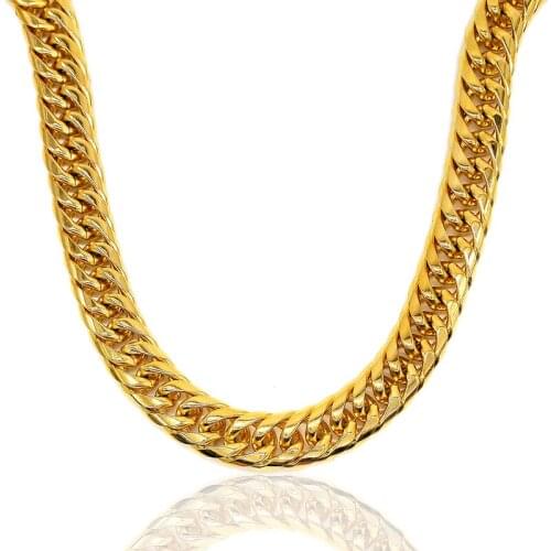 AMUMIU Gold Filled Necklace Chain for MenWomen girls Necklace Bracelet Gold Chain Necklace High Quality diy charms gift HZN186