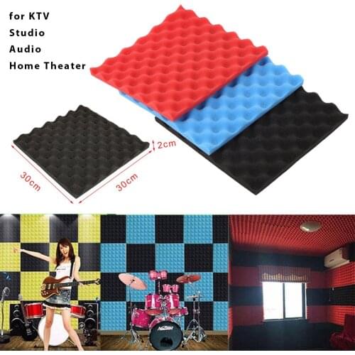 Soundproof Tiles Foam Sticker Black Red Blue 30*30cm Sound Absorption Tiles KTV Office Sound-Absorbing De-Noising Decoration