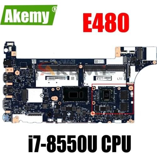01LW201 EE480 EE580 For lenovo thinkpad E480 E580 NM-B421 laptop motherboard SR3LC i7-8550U AMD Radeon RX 550 DDR4
