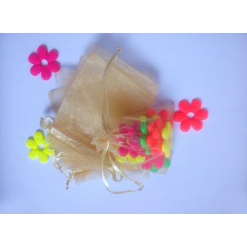 100pcs 25*35cm Gold Organza Gift Bag Jewelry Packaging Display Bags Drawstring Pouch For Bracelet/necklace Mini Yarn Bag