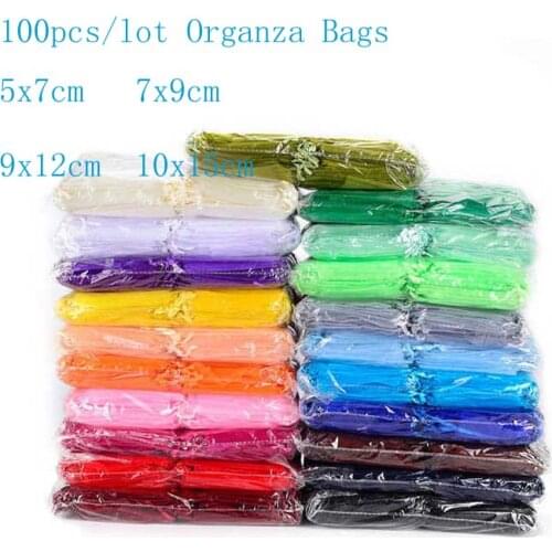 100pcs/lot Clear Jewelry Bags Organza Gift Bags Drawstring Packing Bags Christmas Wedding Birthday Gift Bags