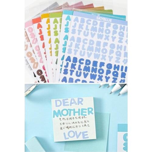 2 Sheets Candy Color Alphabet &number Stickers Set for Kids Decoration Colorful DIY Material Diary Gift F6591