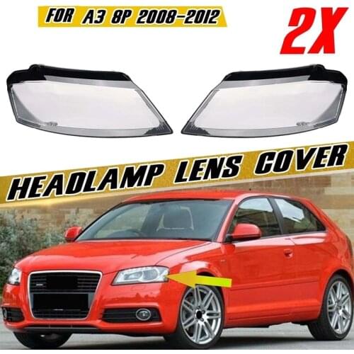 2Pcs Car Front Headlight Cover Lens Shell For- A3 8P 2008-2012 8P0941003 8P0941004