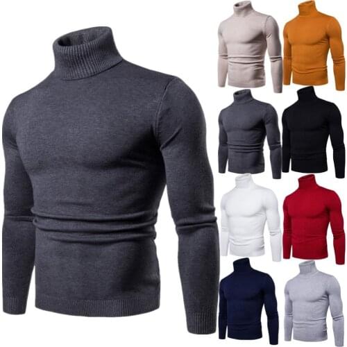 2021 New Arrival Men 'S Turtleneck Sweater Fashion Knitted Casual Collar Slim Fit Pullovers