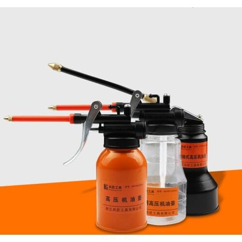 250ml Machine Oiler Pump Spray Gun Metal Oiler High Pressure Long Beak Oil Can Pot Hand Tools for Lubricating Airbrush Gun