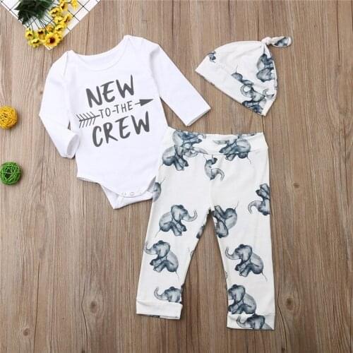 Newborn Baby Girls Boys Clothes animal print Pants Geometry Hat round neck long sleeve Bodysuit 3pc autumn Toddler cute Outfits