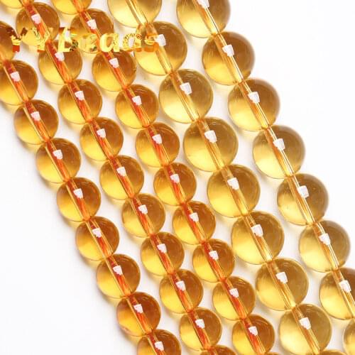 5A Citrines Natural Yellow Quartz Crystal Beads Round Loose Spacer Beads For Jewelry Making DIY Bracelets Necklace 4 6 8 10 12mm